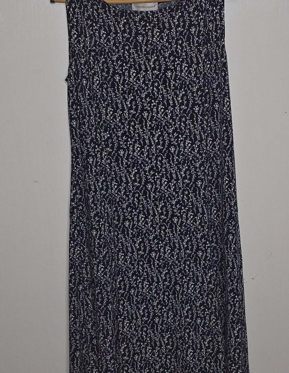Christopher & Banks Navy Blue Floral Sleeveless Midi Dress Size 12